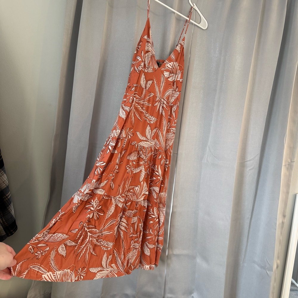 Floral Orange Spaghetti Strap Dress